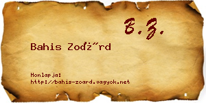 Bahis Zoárd névjegykártya